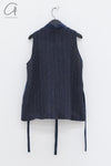 AVIVA JIFEI XUE Kimono Collar Patchwork Tank Top S22-KPV Indigo Stripe